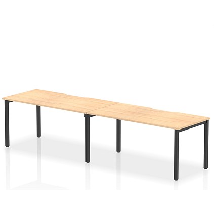 Impulse Evolve Plus 2 Person Bench Desk, Side by Side, 2 x 1600mm (800mm Deep), Black Frame, Maple