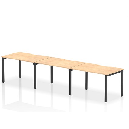 Impulse Evolve Plus 3 Person Bench Desk, Side by Side, 3 x 1200mm (800mm Deep), Black Frame, Maple