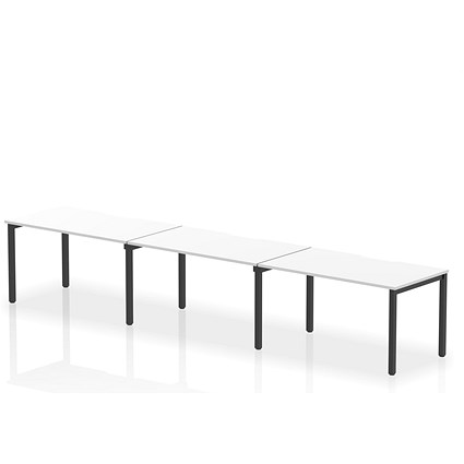 Impulse Evolve Plus 3 Person Bench Desk, Side by Side, 3 x 1400mm (800mm Deep), Black Frame, White