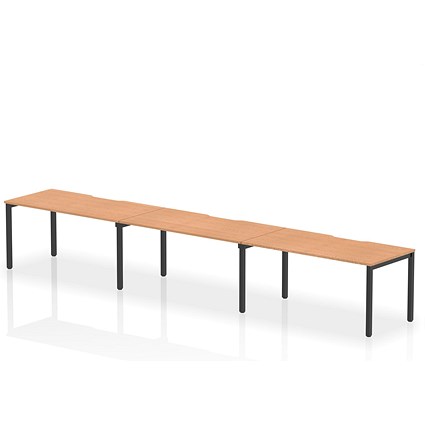 Impulse Evolve Plus 3 Person Bench Desk, Side by Side, 3 x 1600mm (800mm Deep), Black Frame, Oak