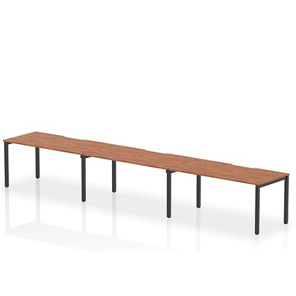 Impulse Evolve Plus 3 Person Bench Desk, Side by Side, 3 x 1600mm (800mm Deep), Black Frame, Walnut