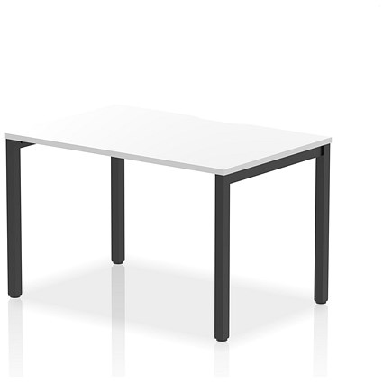 Impulse Evolve Plus 1 Person Bench Desk, 1200mm (800mm Deep), Black Frame, White