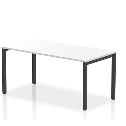 Impulse Evolve Plus 1 Person Bench Desk, 1600mm (800mm Deep), Black Frame, White