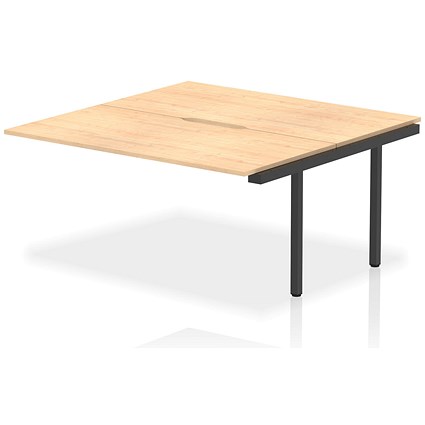 Impulse Evolve Plus 2 Person Bench Desk Extension, Back to Back, 2 x 1600mm (800mm Deep), Black Frame, Maple