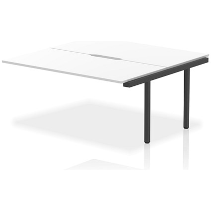 Impulse Evolve Plus 2 Person Bench Desk Extension, Back to Back, 2 x 1600mm (800mm Deep), Black Frame, White