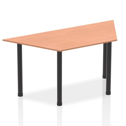 Impulse Trapezoidal Table, 1600mm, Beech, Black Post Leg