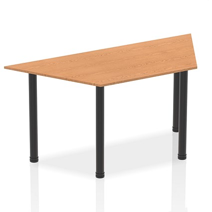 Impulse Trapezoidal Table, 1600mm, Oak, Black Post Leg