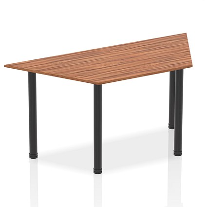 Impulse Trapezoidal Table, 1600mm, Walnut, Black Post Leg