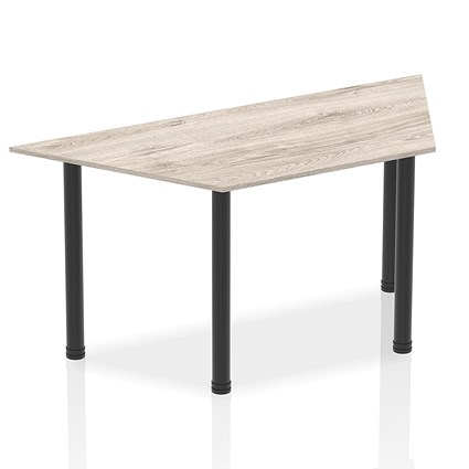 Impulse Trapezoidal Table, 1600mm, Grey Oak, Black Post Leg