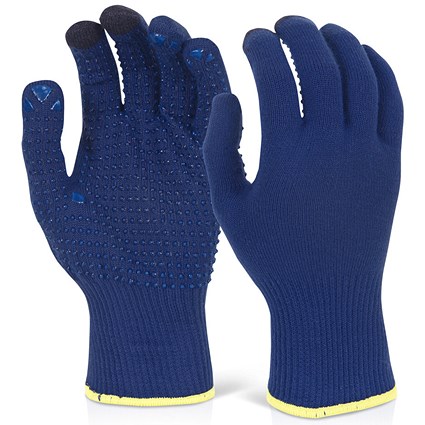 Beeswift Touch Screen Knitted Gloves, Blue, Medium, Pack of 10