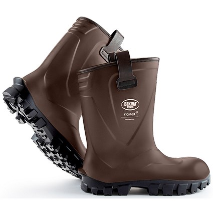 Bekina Riglite X Solidgrip S5 Full Safety Wellington Boots, Brown, 14