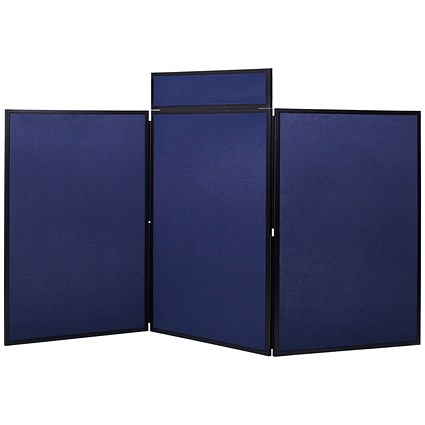 Bi-Office Showboard, 3 Panel+Header Boards, 1800x900mm, Blue