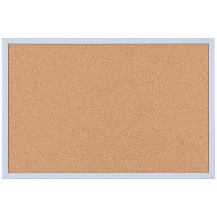 Bi-Office Pastel Cork Noticeboard, 600x400mm, Blue Wooden Frame