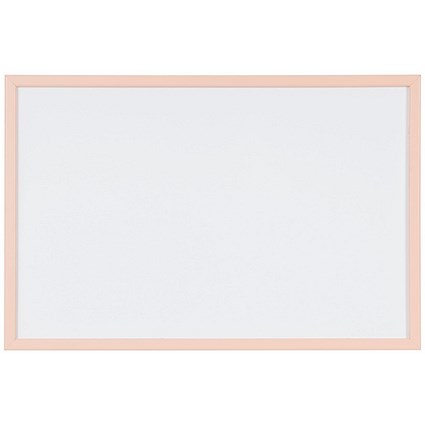 Bi-Office Pastel Non-Magnetic Whiteboard, Salmon Frame, 600x400mm