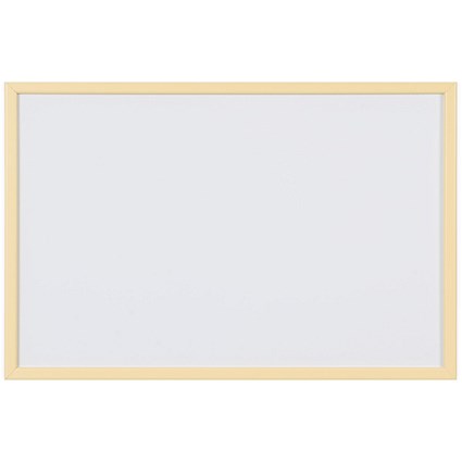 Bi-Office Pastel Non-Magnetic Whiteboard, Yellow Frame, 600x400mm