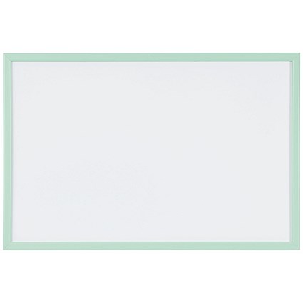 Bi-Office Pastel Non-Magnetic Whiteboard, Green Frame, 600x400mm