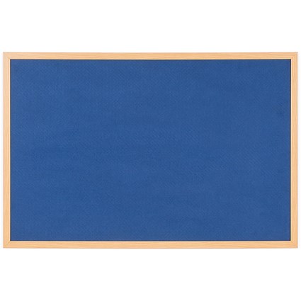 Bi-Office Earth Executive Felt Noticeboard, Oak MDF Frame, 900x600mm, Blue