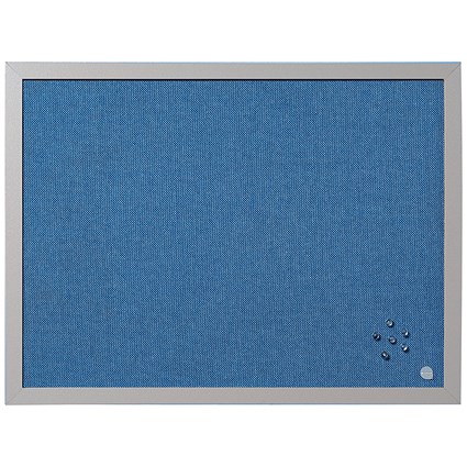 Bi-Office Blue Fabric Noticeboard, MDF Pearl Frame, 600x450mm, Blue