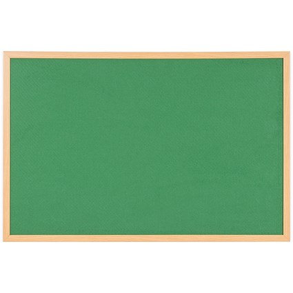 Bi-Office Earth Executive Felt Noticeboard, Oak MDF Frame, 1200x900mm, Green