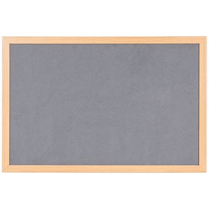 Bi-Office Earth Prime Felt Noticeboard, Oak MDF Frame, 1200x900mm, Grey