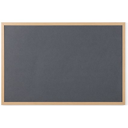 Bi-Office Earth Executive Felt Noticeboard, Oak MDF Frame, 1200x900mm, Grey