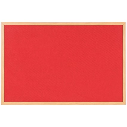 Bi-Office Earth Executive Felt Noticeboard, Oak MDF Frame, 1200x900mm, Red