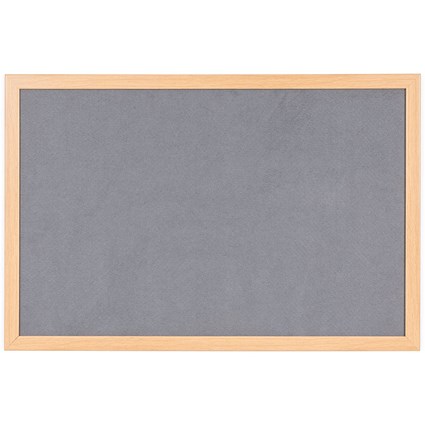 Bi-Office Earth Prime Felt Noticeboard, Oak MDF Frame, 2400x1200mm, Grey