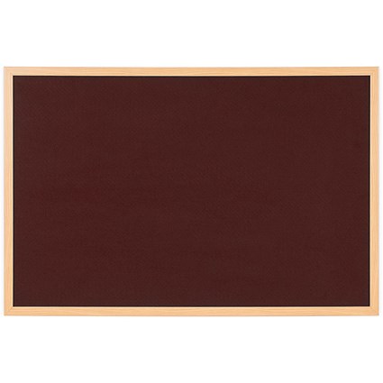 Bi-Office Earth Executive Felt Noticeboard, Oak MDF Frame, 900x600mm, Burgundy