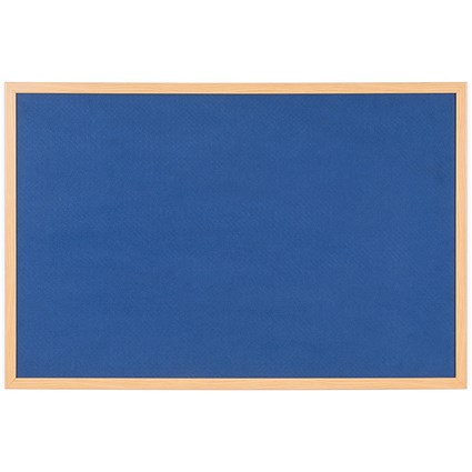 Bi-Office Earth Executive Felt Noticeboard, Oak MDF Frame, 1800x1200mm, Blue