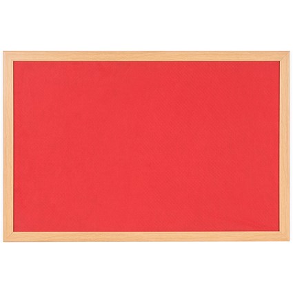 Bi-Office Earth Prime Felt Noticeboard, Oak MDF Frame, 1800x1200mm, Red