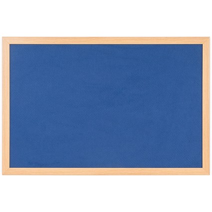 Bi-Office Earth Prime Felt Noticeboard, Oak MDF Frame, 2400x1200mm, Blue