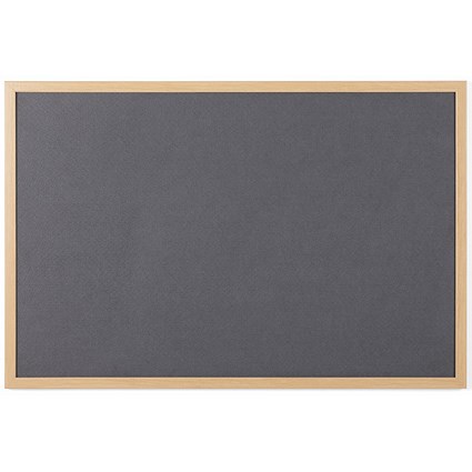 Bi-Office Earth Executive Felt Noticeboard, Oak MDF Frame, 1800x1200mm, Grey