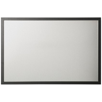 Bi-Office Black Shadow Silver Finish Magnetic Board, Black Frame, 900x600mm