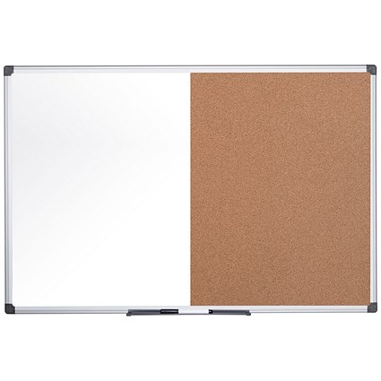 Bi-Office Maya Cork and Drywipe Combination Board, 900x600mm, Aluminium Frame