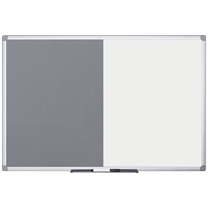 Bi-Office Maya Grey Felt and Drywipe Combination Board, 1800x1200mm, Aluminium Frame