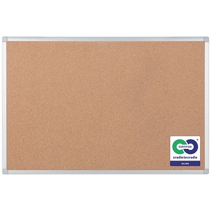 Bi-Office Earth Maya Cork Noticeboard, 1800x900mm, Aluminium Frame