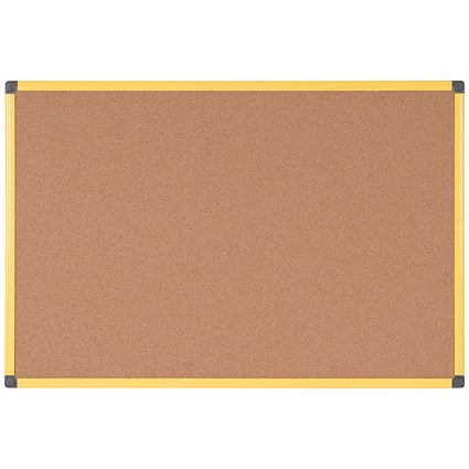 Bi-Office Industrial Ultrabrite Cork Board, 1800x900mm, Yellow Aluminium Frame