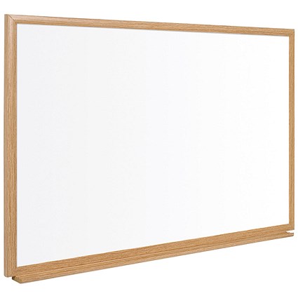 Bi-Office Earth Prime Non-Magnetic Whiteboard, Oak MDF Frame, 900x600mm