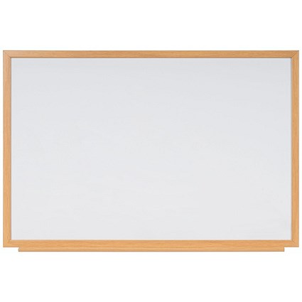 Bi-Office Earth Executive Non-Magnetic Whiteboard, Oak MDF Frame, 1800x1200mm