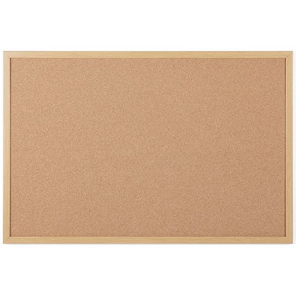 Bi-Office Earth Executive Cork Noticeboard, 600x450mm, Oak MDF Frame