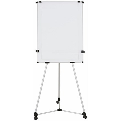 Bi-Office Earth Kyoto Mobile Magnetic Easel, With Paper Roll, With Extendable Arms, Silver