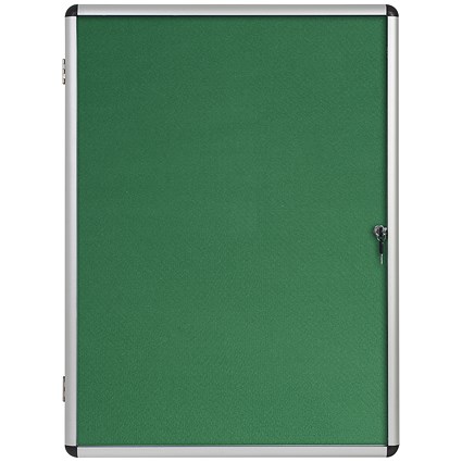 Bi-Office Enclore Green Felt Noticeboard Display Case, 15xA4, Aluminium Frame