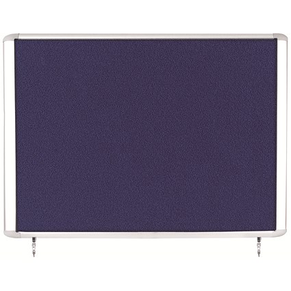 Bi-Office Mastervision Out Top Hinged Lockable Door Blue Felt Notice Board Display Case, 15xA4