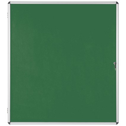 Bi-Office Enclore Green Felt Notice Board Display Case, 20xA4, Aluminium Frame