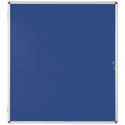 Bi-Office Enclore Blue Felt Notice Board Display Case, 20xA4, Aluminium Frame