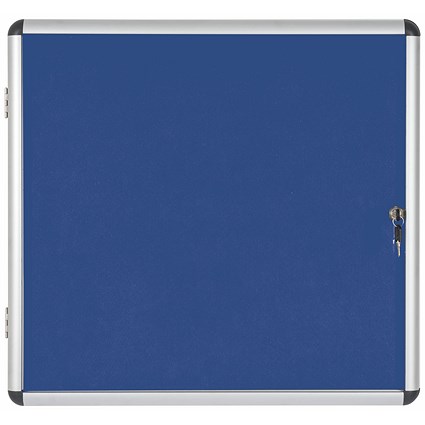 Bi-Office Enclore Blue Felt Notice Board Display Case, 6xA4, Aluminium Frame