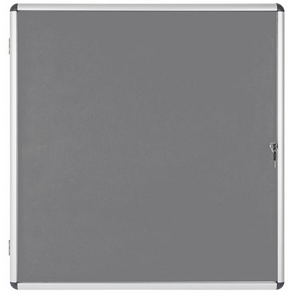 Bi-Office Enclore Grey Felt Notice Board Display Case, 12xA4, Aluminium Frame