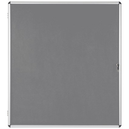 Bi-Office Enclore Grey Felt Notice Board Display Case, 20xA4, Aluminium Frame