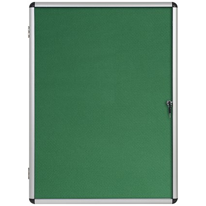 Bi-Office Enclore Green Felt Noticeboard Display Case, 9xA4, Aluminium Frame