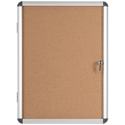 Bi-Office Earth Enclore Cork Board Display Case, 6xA4, Aluminium Frame